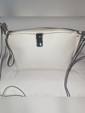 NICOLI Italy White Crossbody Bag with Silver Accent